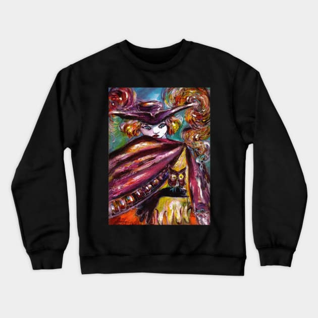 FAUST Mysterious Mask with Tricorn and Owl Crewneck Sweatshirt by BulganLumini